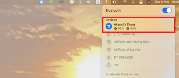 Cách kết nối AirPods với máy tính MacBook